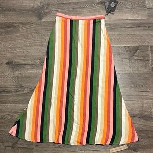 Reformation Bea Skirt multi stripe rayon/viscose zipper back